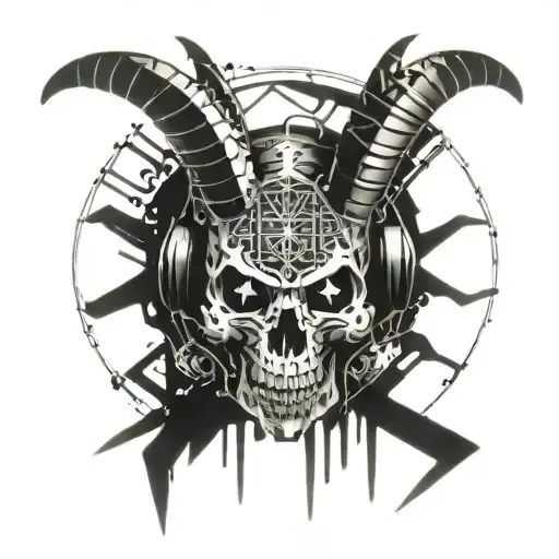Goat satanic black metal skull tattoo design idea