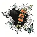 The flower is scattered by butterflies tattoo design idea
