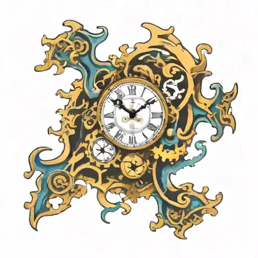 puzzle piece dali clock tattoo design idea