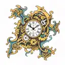puzzle piece dali clock tattoo design idea