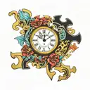 puzzle piece dali clock tattoo design idea
