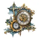 puzzle piece dali clock tattoo design idea