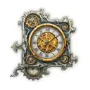 puzzle piece dali clock tattoo design idea