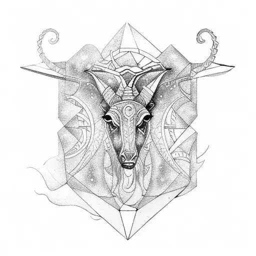 deep dream of Aquarius, Capricorn and Leo  tattoo design idea