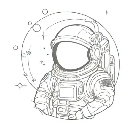 oni mask microscope Astronaut floating in space tattoo design idea