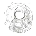 oni mask microscope Astronaut floating in space tattoo design idea