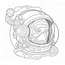 oni mask microscope Astronaut floating in space tattoo design idea