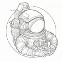 oni mask microscope Astronaut floating in space tattoo design idea