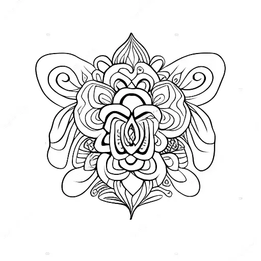 flor del Cereso y mariposa azul  tattoo design idea