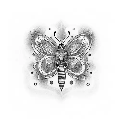 flor del Cereso y mariposa azul  tattoo design idea