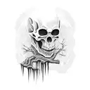 Compose a scary movie scene with art supplies tattoo design idea