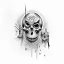 Compose a scary movie scene with art supplies tattoo design idea