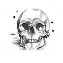 Create a skull surrounded by dark objects tattoo design idea