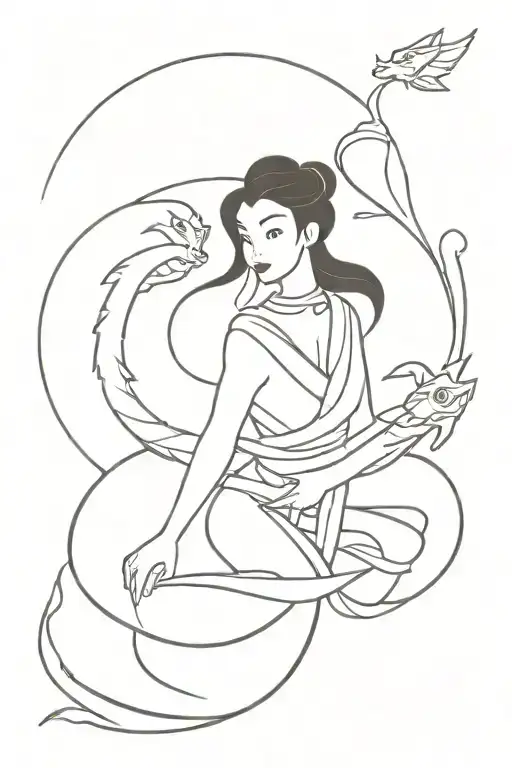 mulan and mushu tattoo design idea