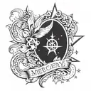 "Made on mercury." in times new romans font with stars around it  tattoo design idea