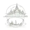 very small fine line minimalist tattoo that represents thailand, cambodia, and vietnam  tattoo design idea