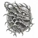 falling in reverse popular monster  tattoo design idea