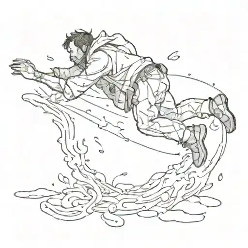 man falling tattoo design idea