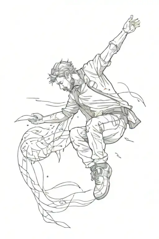 man falling tattoo design idea