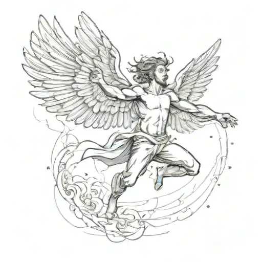 man falling Icarus tattoo design idea
