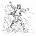 man falling tattoo design idea