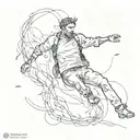 man falling tattoo design idea