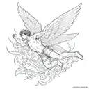man falling Icarus tattoo design idea
