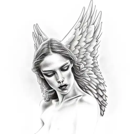 nude sexy girl angel in love with Male fallen angel tattoo design idea