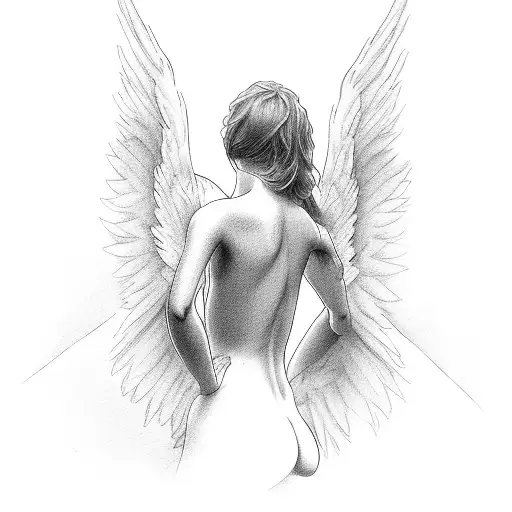 nude sexy girl angel in love with Male fallen angel tattoo design idea