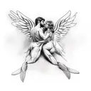 nude sexy girl angel in love with Male fallen angel tattoo design idea