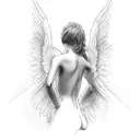 nude sexy girl angel in love with Male fallen angel tattoo design idea