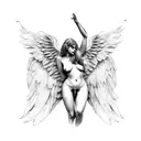 nude sexy girl angel in love with Male fallen angel tattoo design idea