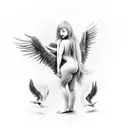 nude sexy girl angel in love with Male fallen angel tattoo design idea