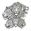 Lions, wolves, eagles and tigers tattoo design idea
