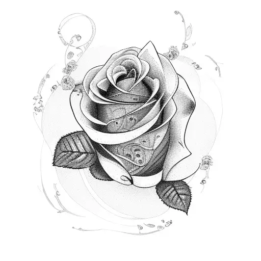 The name Siena written in an italian font with a rose, strawberry and shamrock tattoo design idea