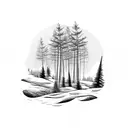 3 crosses on the hill with forest in the background  tattoo design idea