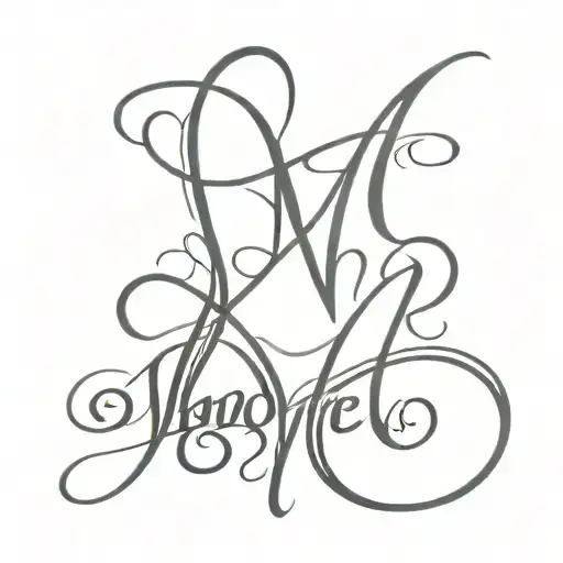 ambigram that displays the name Andrew and when flipped over it displays the name Maddie tattoo design idea