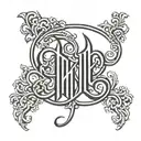 ambigram that displays the name Andrew and when flipped over it displays the name Maddie tattoo design idea