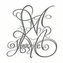 ambigram that displays the name Andrew and when flipped over it displays the name Maddie tattoo design idea