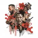 Tattoo about a memorable day, reunion of 4 people from all over the world German, Russian and Jew and a lot of alcohol tattoo design idea