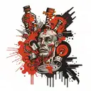 Tattoo about a memorable day, reunion of 4 people from all over the world German, Russian and Jew and a lot of alcohol tattoo design idea