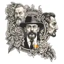 Tattoo about a memorable day, reunion of 4 people from all over the world German, Russian and Jew and a lot of alcohol tattoo design idea