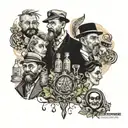 Tattoo about a memorable day, reunion of 4 people from all over the world German, Russian and Jew and a lot of alcohol tattoo design idea