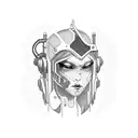 A cyberpunk-inspired elf with neon accents tattoo design idea