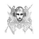 A cyberpunk-inspired elf with neon accents tattoo design idea