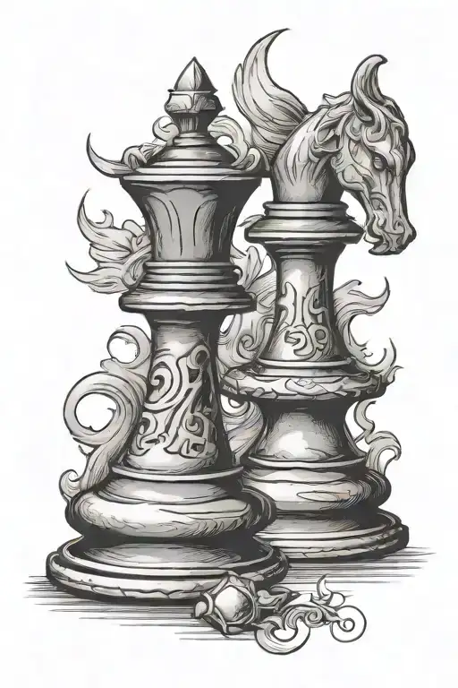 pawn and rook chess piece tattoo design idea