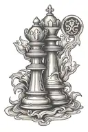 pawn and rook chess piece tattoo design idea