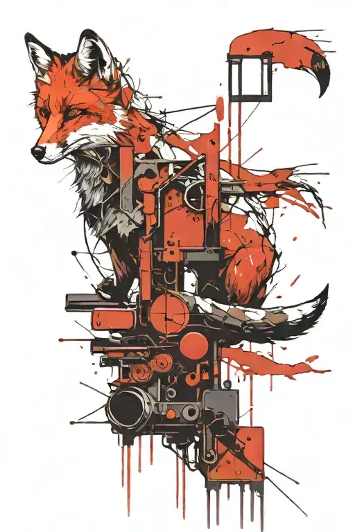 dead fox on the gallows tattoo design idea