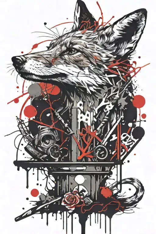 dead fox on the gallows tattoo design idea