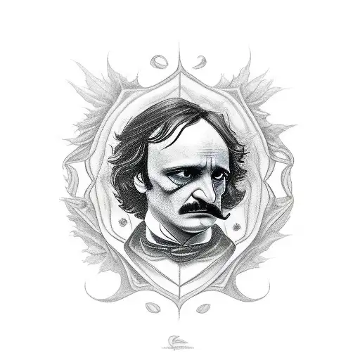 crow edgar allan poe tattoo design idea